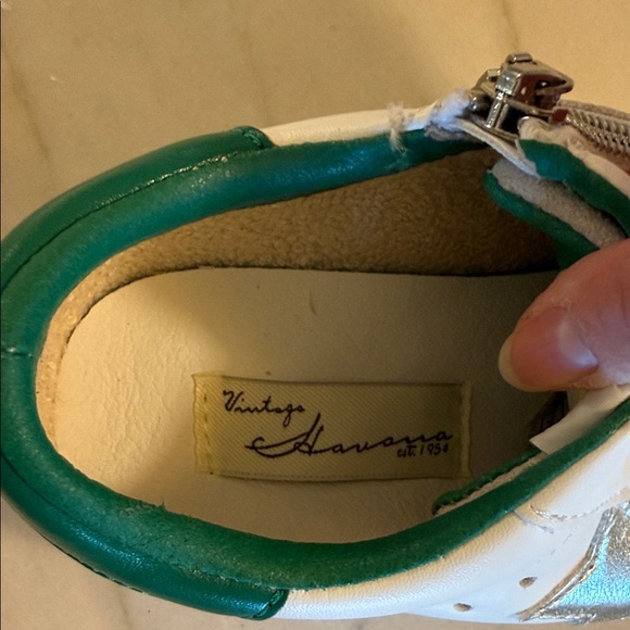 Vintage Havana White and Green Sneakers with Gold Star - Picture 3 of 7